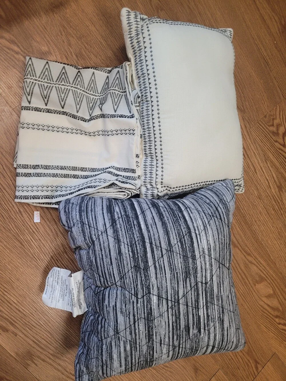 Threshold Set Of 2 Decorative Pillows And 2 King Size Shams Gray Cream Black